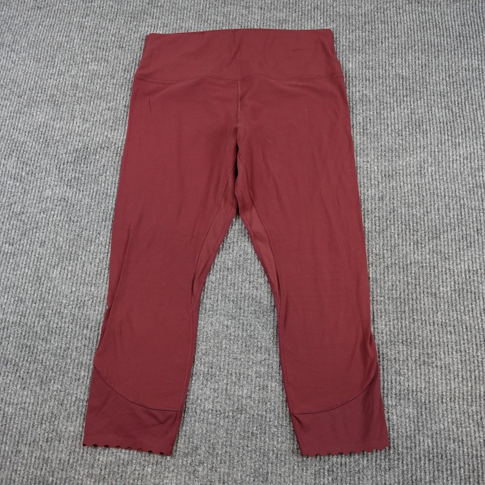 Lululemon Leggings Womens 14 Red High Waist Ankle Yoga Scallop Hem Stretch